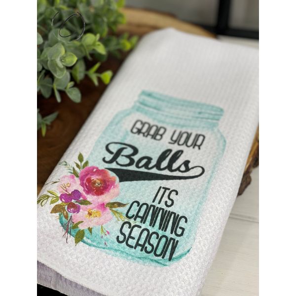 Grab Your Balls Waffle Weave Tea Towel