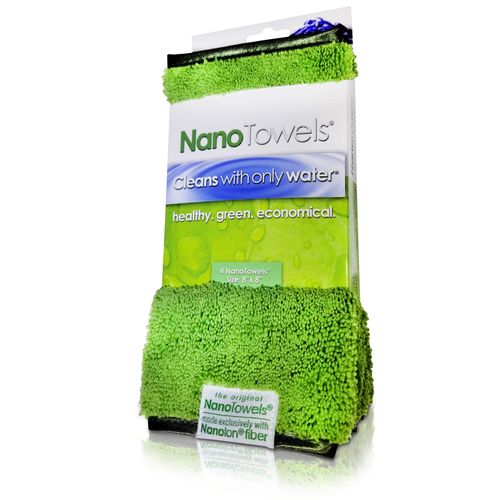 Life Miracle Nano Towels - Amazing Eco Fabric That Cleans Virtually Any Surface with Only Water. No More Paper Towels Or Toxic Chemicals. 4-Pack (8x8, Green)