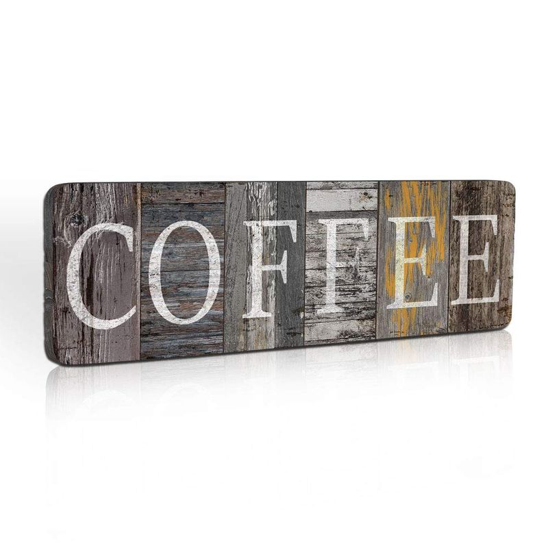 Rustic Wood Coffee Sign - 16"x5" Farmhouse Kitchen Decor, Coffee Bar Plaque Wall Hanging