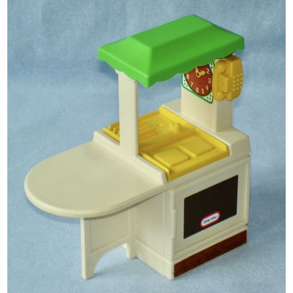 Little Tikes Dollhouse size Furniture GREEN KITCHEN ISLAND phone sink oven clock