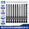 WORKPRO 10PCS Magnetic Slotted Phillips Screwdriver Bit Set W/Box 1/4" Hex Shank