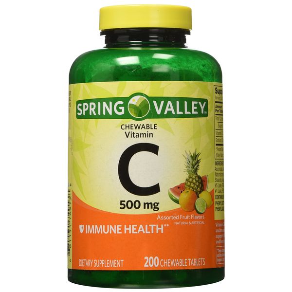 Spring Valley - Vitamin C Multiple Fruit Flavors 500 mg, 200 Chewable Tablets