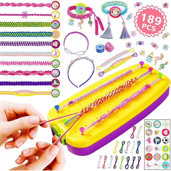 LQELAE 189 PCS Friendship Bracelet Kit for Girls, Arts and Crafts for Kids Ages 8-12, Birthday Gifts for 8 9 10 1112 Years Old Girls, Jewelry Making Kit for Girls 8-12, Christmas Gifts for Girls 8-12