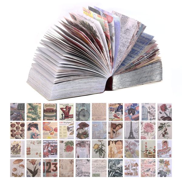 LEMESO 400 PCS Scrapbooking Sticker Set Vintage Scrapbooking Retro Aufkleber Papier Washi Stickes Vintage Wall Collage diy Kit für Tagebuch Bücher Journaling Fotoalbum Notizbuch