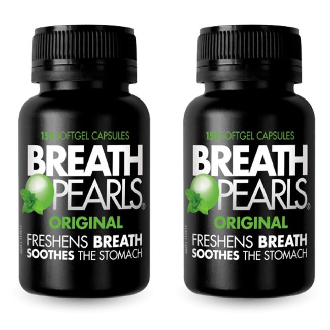 Breath Pearls Original Freshens Breath (150 softgels) New pack 150 counts x 2 Pack =(Total 300 Softgels)