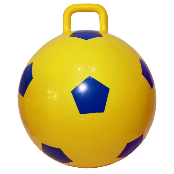 AppleRound Space Hopper Ball with Pump in Soccer Ball Style, 15in / 38cm Diameter for Ages 3-5, Kangaroo Bouncer, Hoppity Hippity Hop Ball, Sit-on Bouncy Ball with Handle