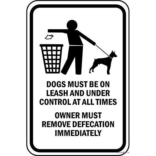 JINKAIRUI Novelty Warning Metal Tin Sign Dogs Must Be On Leash Under Control Owner Sign Outdoor Security Farm Yard Warning Decoratives Metal Aluminum Sign 8 X 12 INCH