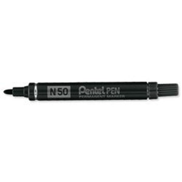 Pentel N50 Permanent Marker Bullet Tip 1.5-2mm Line Black Ref N50-A - Pack 12