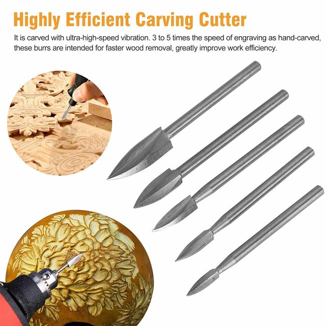 Carving Tools, 5 PCS HSS Engraving Drill Bit Set Wood Crafts