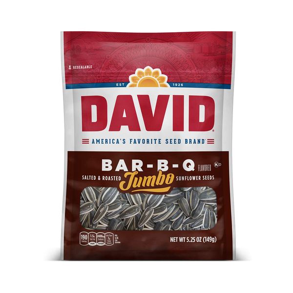 DAVID Roasted and Salted Jumbo Sunflower Seeds, Keto Friendly, 5.25 oz, 12 Pack