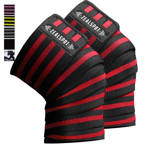 Knee Wraps(Pair) Compression & Elastic Support for Cross Training,WODs,Gym, Workout,Weightlifting,Fitness & Powerlifting - Best Knee Straps for Squats -for Men & Women- 72",Red (Pair)