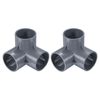 PATIKIL 2pcs 50mm 3 Way Elbow Pipe Fitting UPVC Joint Coupling Pipe Adapter for Pipe Connection Gray