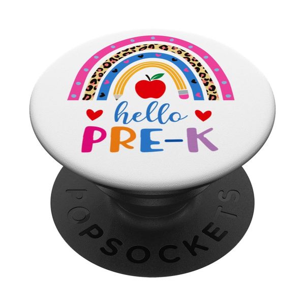 Hello Pre-K preschool rainbow leopard print Back To School PopSockets Swappable PopGrip