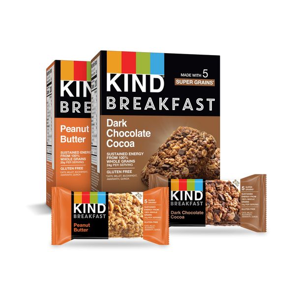 KIND Breakfast Bars Variety Pack, Dark Chocolate Protein & Peanut Butter, Gluten Free, 1.8oz, 16 Count