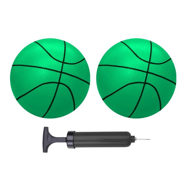 ABAJI Mini Basketballs Green 2 Pack 5" Set with Pump Needle Durable Material for Mini Hoop 3+ Years Toddlers Kids Teenagers for Pool Indoors Outdoors