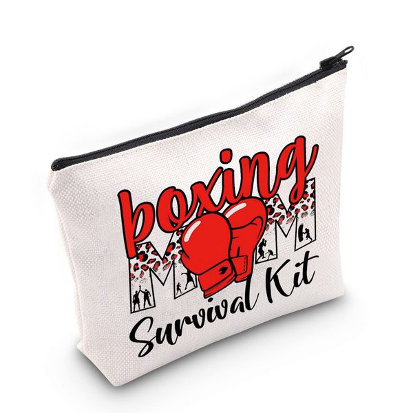 LEVLO Boxing Mom Kosmetiktasche Boxer Mama Geschenk Boxen Mama Survival Kit Make Up Reißverschluss Tasche für Boxen Mama Merchandise, Boxing Mom, Kosmetiktasche