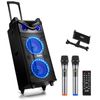 Moukey Portable Party Speaker 280W Bluetooth Singing Machine + 2Pcs Wireless Mic
