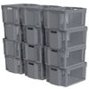 12 Pack Large Plastic Stackable Storage Baskets Organizer Bin for Pantry, Grey