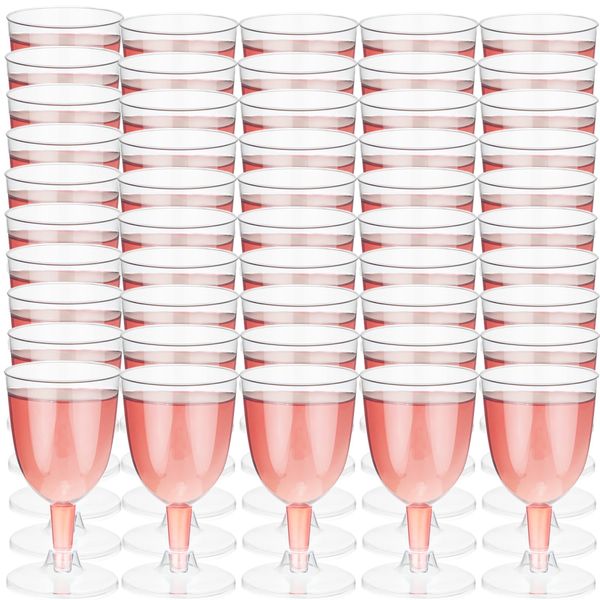 Sakurahana Direct Shipping Red Wine Glasses Disposable 50 Pcs Stemware Wine Glasses Disposable Wine Cups Plastic Hard Plastic Assembling Party Dessert Disposable 150ml (11*6.5cm)