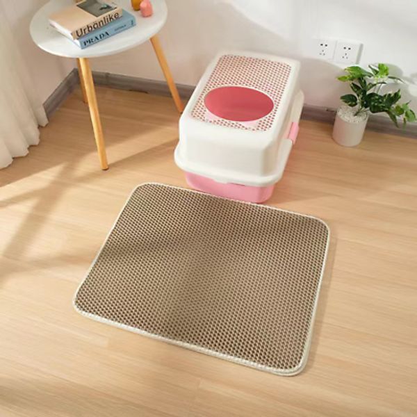 Cat Litter Mat with Gift Double Layer Waterproof Pet Litter Box Mat Non-Slip San