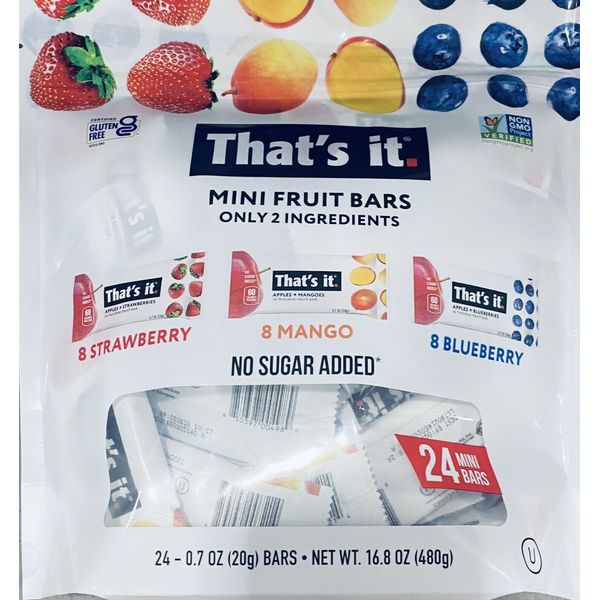 THAT'S IT Mini Fruit Bars Blueberry Strawberry & Mango Variety 24 Bars