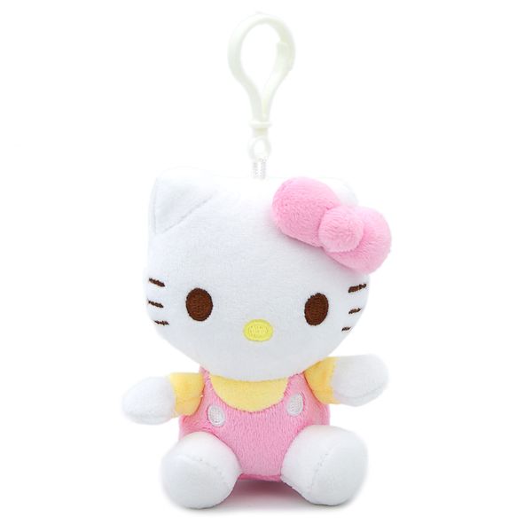 Miokkley Hello Plush Kitty Keychain with Heart Shape Carabiner Clip 4.5” Inch Stuffed Plushie Doll Purse Decorations Backpack (Pink White)