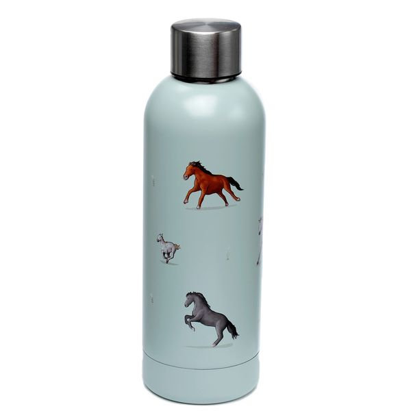 Puckator Willow Farm - Stainless Steel Water Bottle - Cold for 24h and Hot for 12h - Metal Water Bottles with Horse Design - Double Walled Modern Thermos Flask - Bpa Free - 530 ml