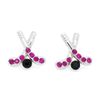 Hockey Stick Post Earrings with Hot Pink Crystals
