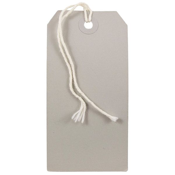 JAM PAPER Gift Tags with String - Medium - 4 3/4 x 2 3/8 - Gray - 10/Pack
