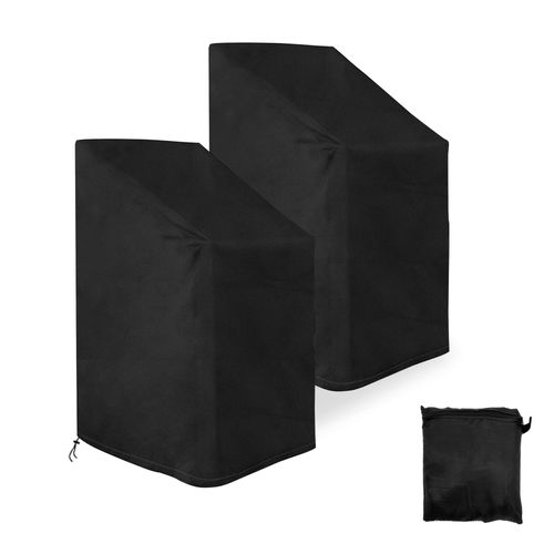 2 Pack Garden Chair Covers Waterproof, Outdoor Chair Cover Waterproof Stacking Chair Cover UV Protection Cover with Pouch(120 x 75 x 75cm,Black)