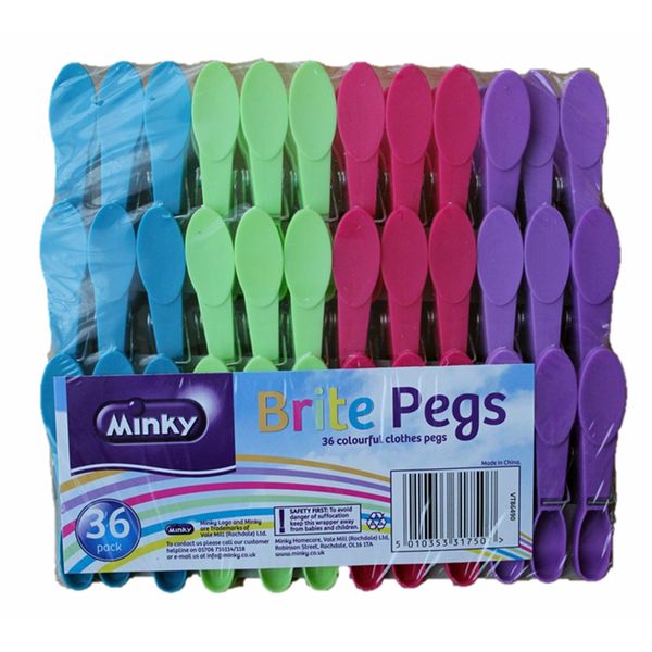 3 X Minky Brite Pegs X (36 Pack)