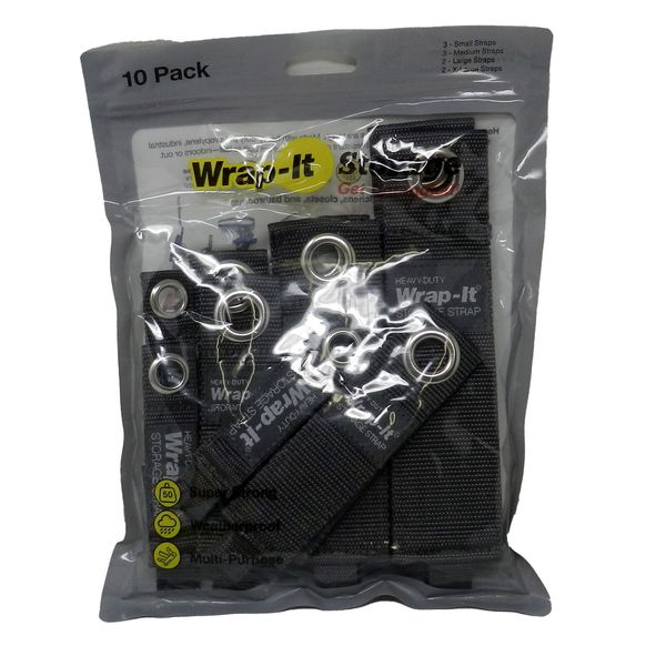 Wrap-It Heavy Duty Storage Straps Graphite Assorted 10 Count