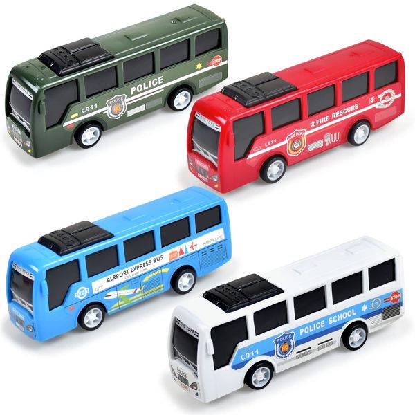 Tuko Car Toys for 3+ Years old Boy and Girl Gift, Play Vehicles Toy 4pcs (Bus)