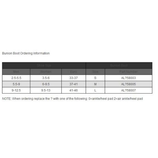 Bunion bootie sale size chart