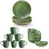 18-Piece Ceramic Dinnerware Set, Service for 6, Includes 6 Dessert Plates, 32Oz 