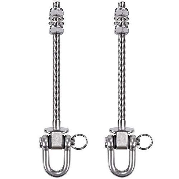 SELEWARE Set of 2 Heavy Duty Swing Hanger 1800LB Capacity, M10 x 8.8" Swing Bolts, Stainless Steel Swing Hooks for Wood and Steel Beam Yoga Hammock Chair Punching Bag Porch Swing Sets Seat