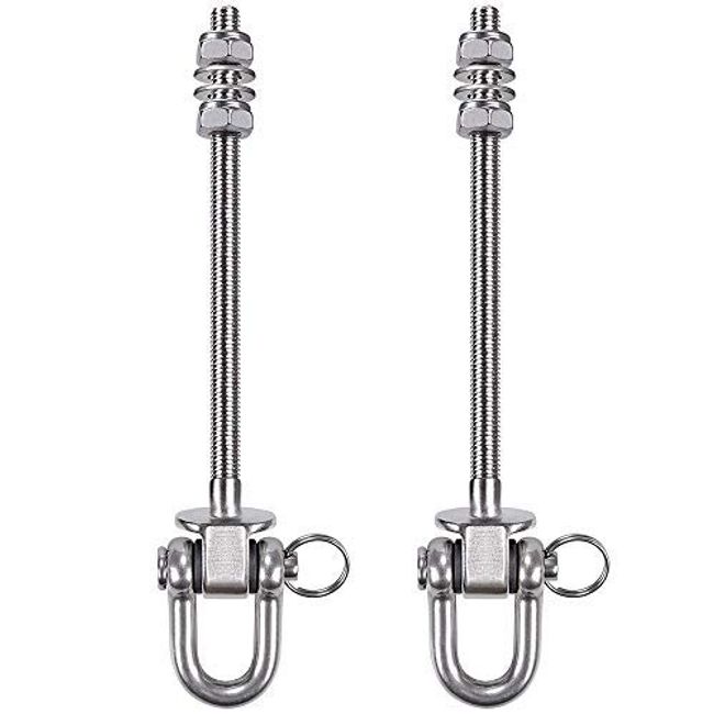 SELEWARE Set of 2 Heavy Duty Swing Hanger 1800LB Capacity, M10 x 8.8" Swing Bolts, Stainless Steel Swing Hooks for Wood and Steel Beam Yoga Hammock Chair Punching Bag Porch Swing Sets Seat