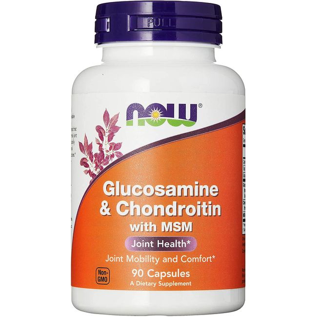 NOW Supplements, Glucosamine & Chondroitin with MSM, Joint Health, Mobility and Comfort*, 90 Veg Capsules
