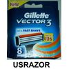 8 Gillette Vector3 Blades ft Sensor 3 Razor Replacement Refill Cartridge Shaver