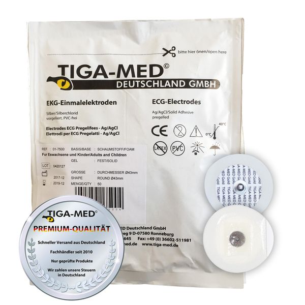 Tiga-Med ECG Solid Gel Electrodes 45 mm Pack of 100