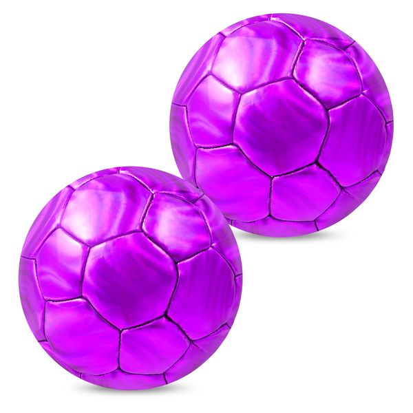 DLUGOPIS 2 Pcs Sparkling Purple Size 2 Toddler Soccer Ball Kids Soccer Ball Mini Soccer Ball Age 3-8 Indoor Soccer Ball Small Soccer Ball for Practice Grass Yard Toy Boys Girls Gift Outdoor Sport