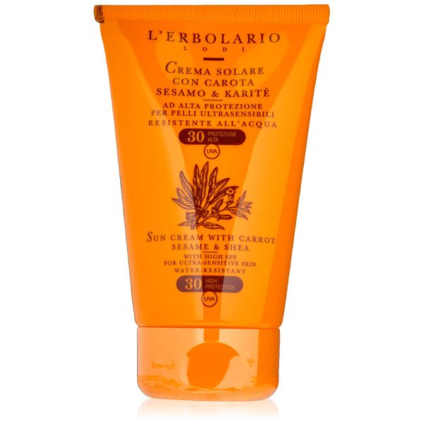 L'Erbolario Sun Cream containing Carrot/Sesame Oil and Shea Butter with SPF 30