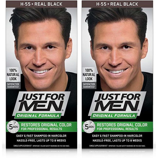 Just For Men Original Formula Restores Men's Hair Color, Real Black (2 Pack)