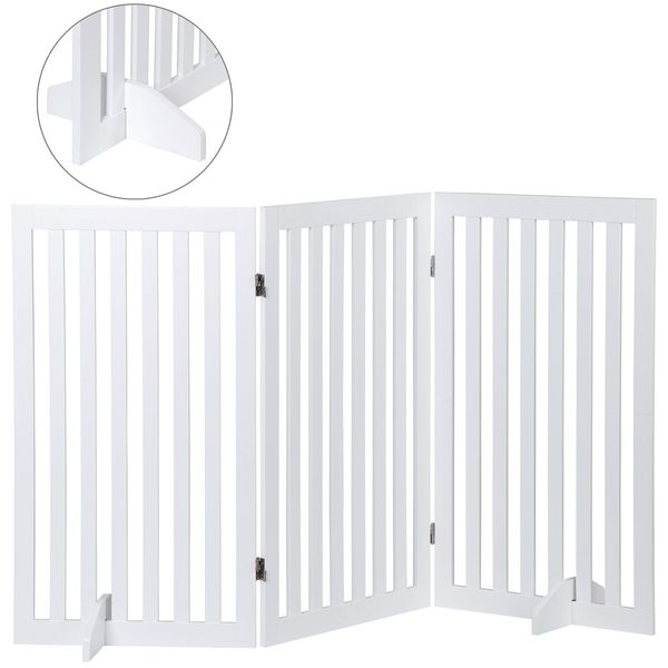 3 Panels 36" Wooden Folding Pet Dog Gate Fence Freestanding Indoor MDF White