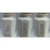 HEXAGONAL PORCELAIN TEA, COFFEE, & SUGAR STORAGE JARS,- CORK LIDDED - SET 3 - BNIB.
