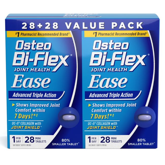 Osteo Bi-Flex Ease Advanced Triple Action with Vitamin D Joint Supplements, Mini-Tablets, 28 Count, Pack of 2