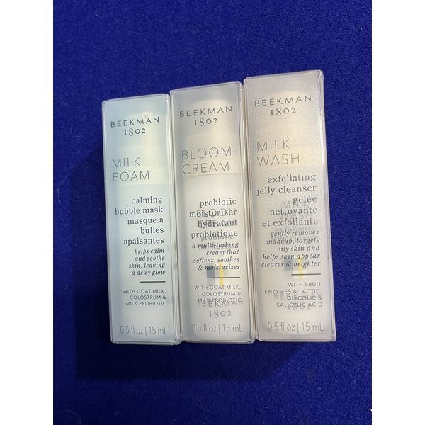 BEEKMAN 1802 SET: Milk Drops Serum, Milk Foam, Milk Wash, Bloom Cream-15 mL Each