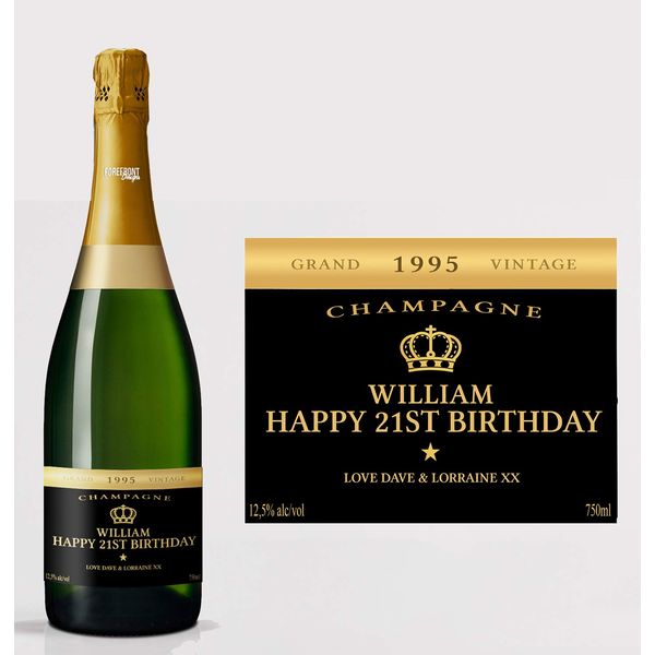 Personalised Champagne Wine Bottle Label - Any Wording