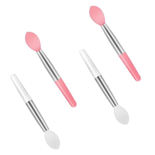 Silicone Mini Lip Brush, 4 Pcs Silicone Lip Brush, Mini Silicone Lip Balm Brush, Portable Lip Applicator Brushes, Reusable Silicone Mini Lip Brushes
