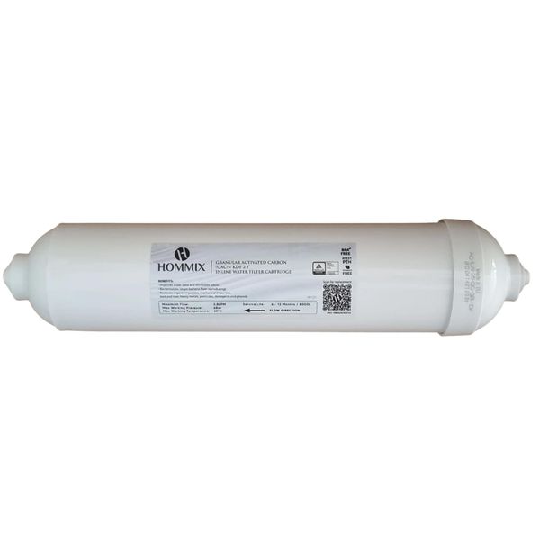 Hommix Advanced GAC + KDF 2.5" x 12" BPA Free Inline Water Filter
